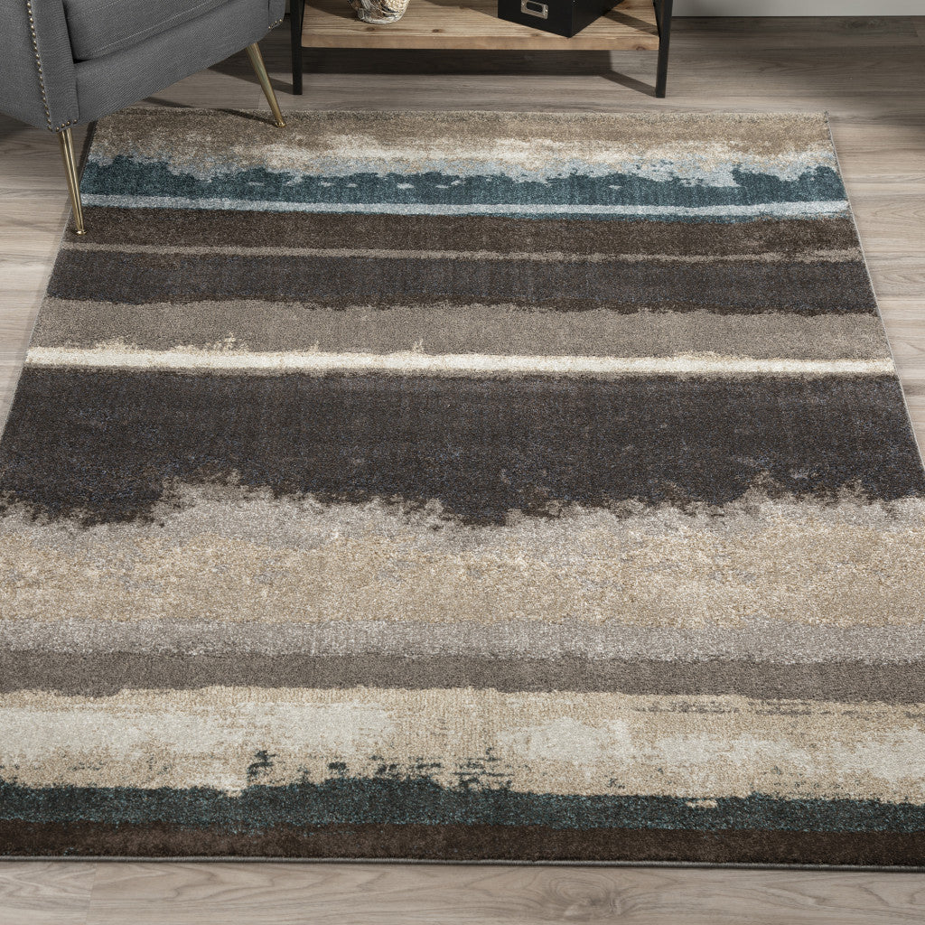 3' X 5' Beige and Brown Abstract Area Rug