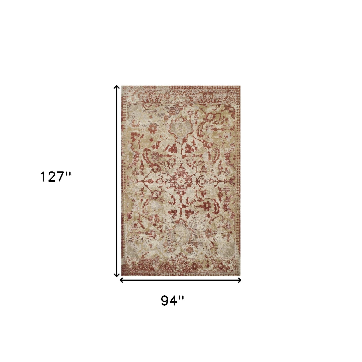 8' x 11' Red and Beige Oriental Area Rug