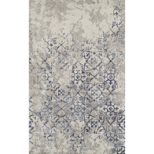 10' x 13' Blue and Ivory Oriental Distressed Area Rug