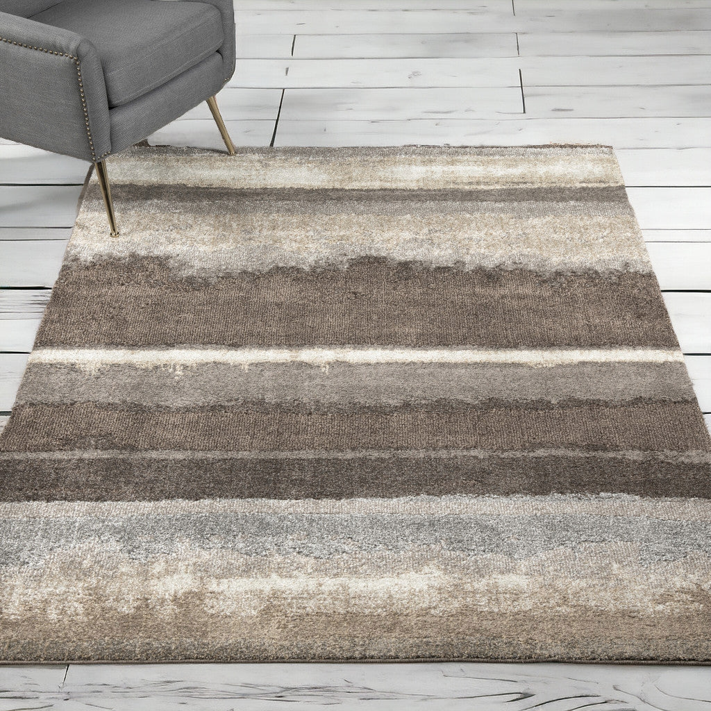 5' x 8' Brown and Ivory Abstract Area Rug