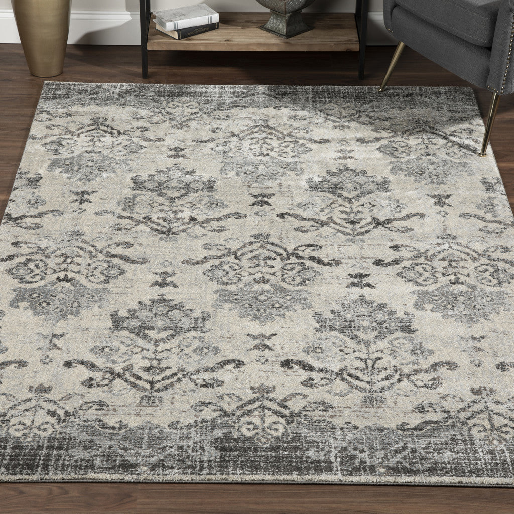 10' x 13' Gray and Ivory Oriental Area Rug