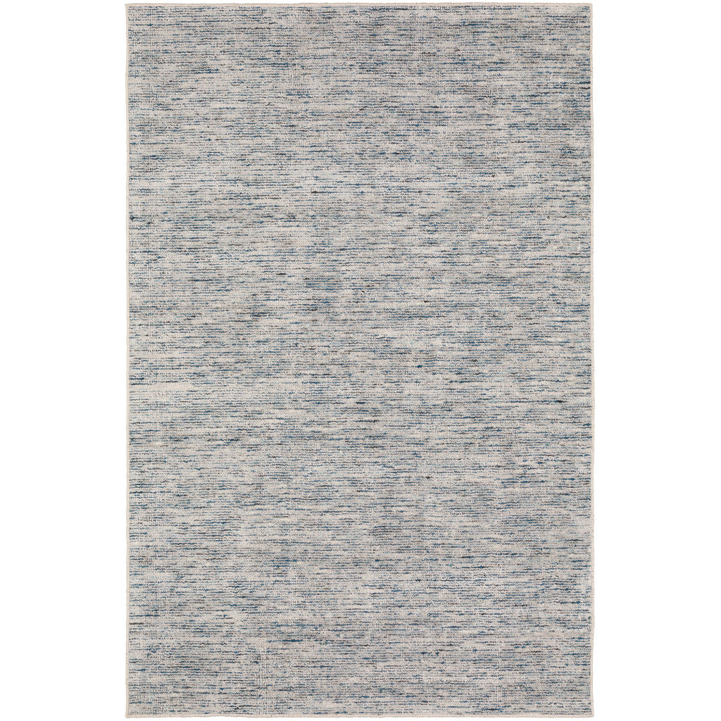 12' Blue and Ivory Wool Hand Loomed Runner Rug