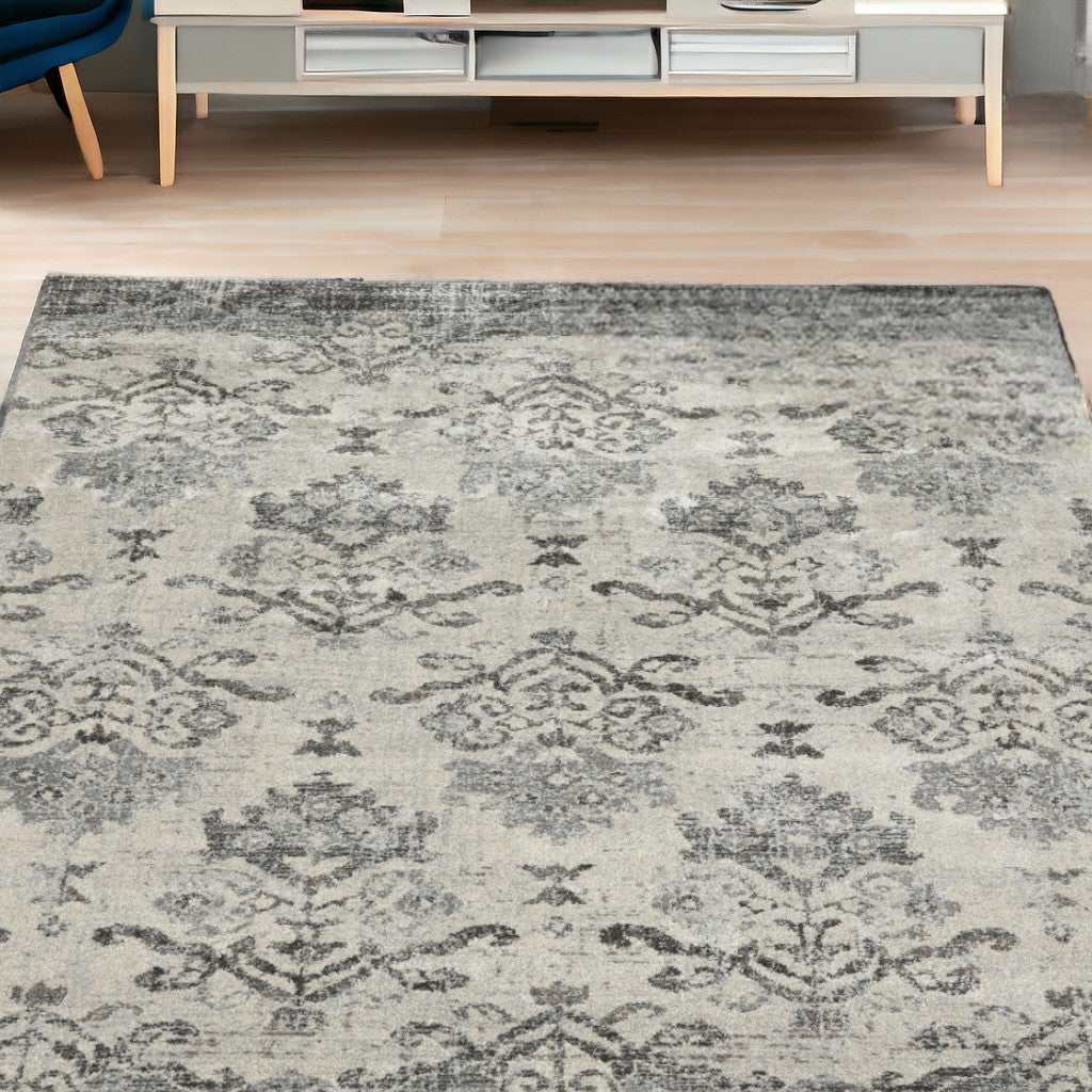 5' x 8' Gray and Ivory Oriental Area Rug