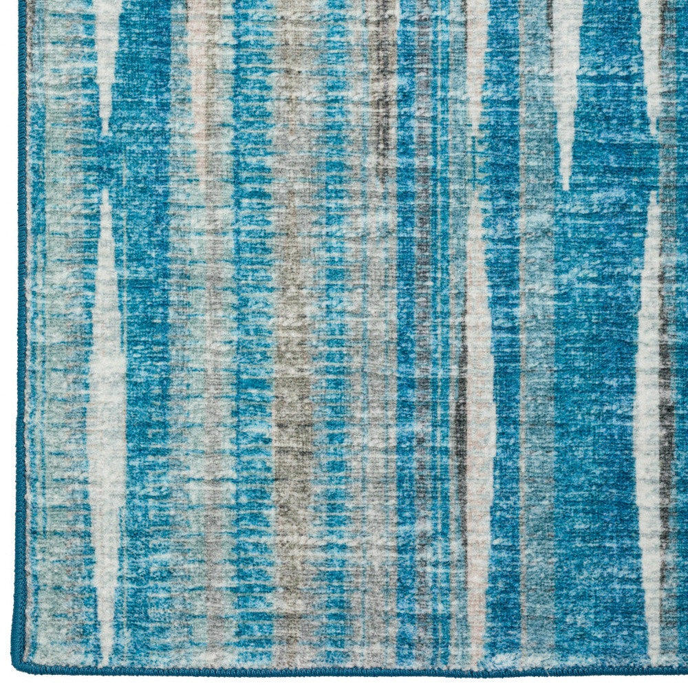 12' Blue and Ivory Ombre Hand Tufted Runner Rug