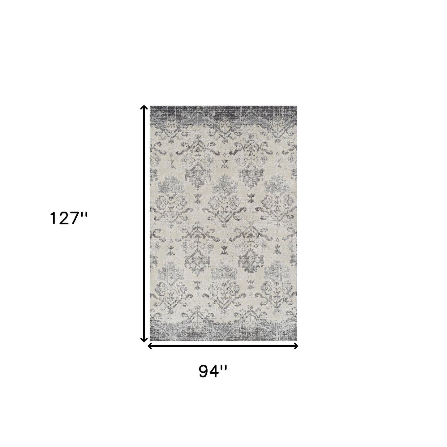 8' x 11' Gray and Ivory Oriental Area Rug