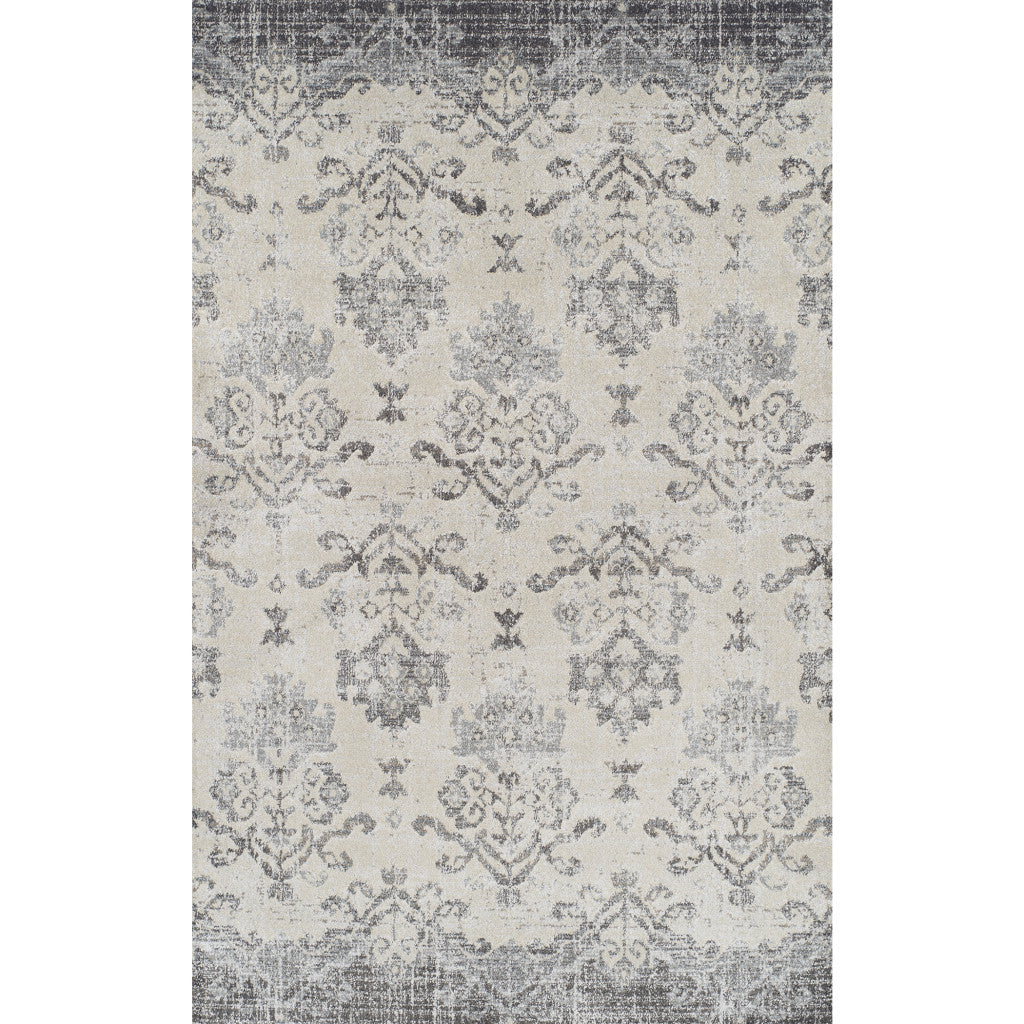 8' x 11' Gray and Ivory Oriental Area Rug