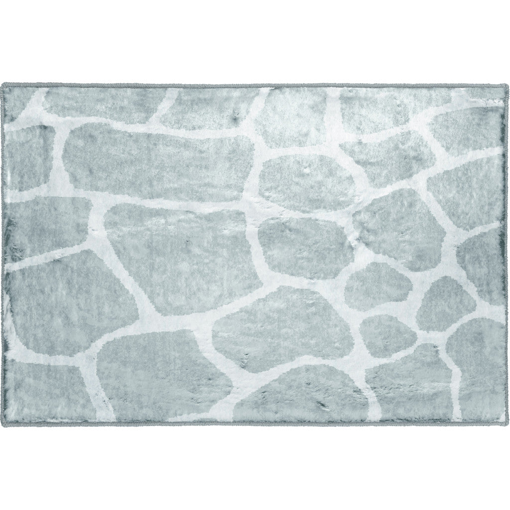 2' x 3' Gray and Ivory Animal Print Handmade Non Skid Area Rug