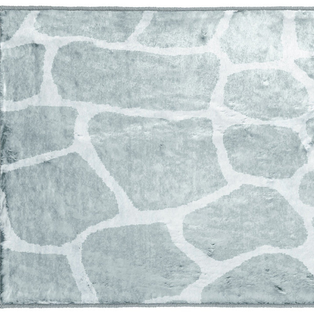 2' x 3' Gray and Ivory Animal Print Handmade Non Skid Area Rug