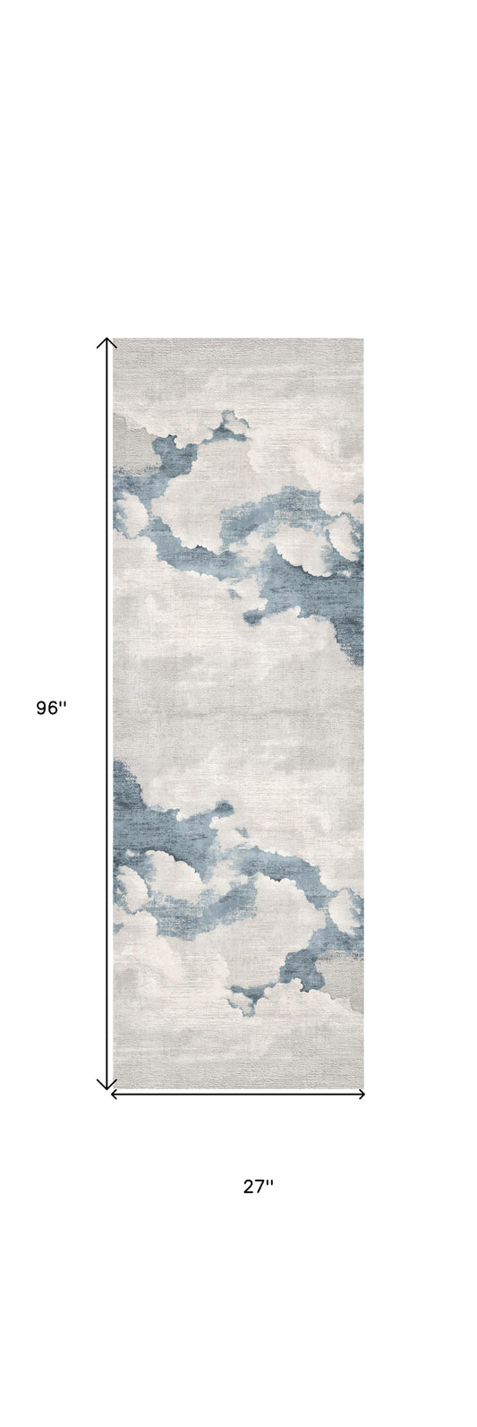 8' Blue and Gray Abstract Washable Non Skid Area Rug