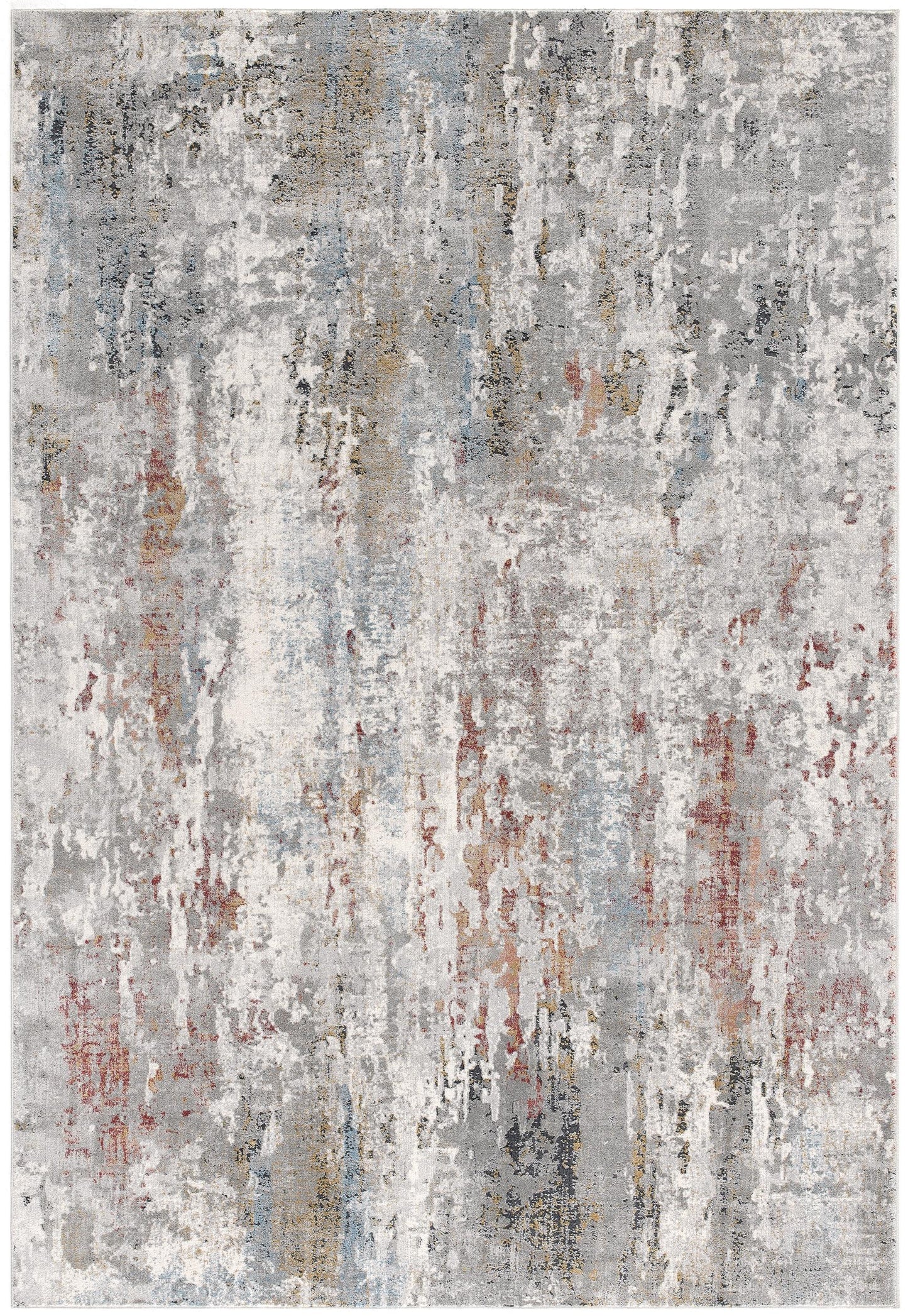 2' x 3' Gray and Blue Abstract Washable Non Skid Area Rug