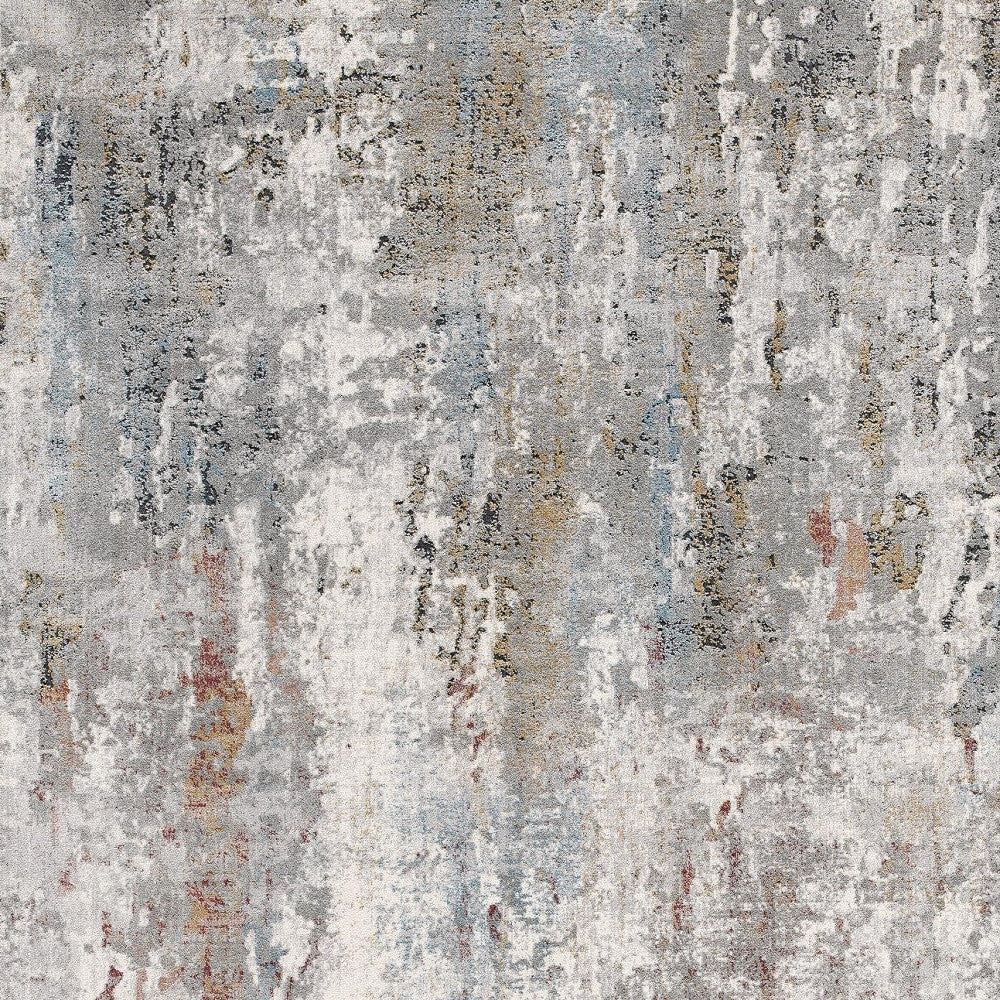 2' x 3' Gray and Blue Abstract Washable Non Skid Area Rug