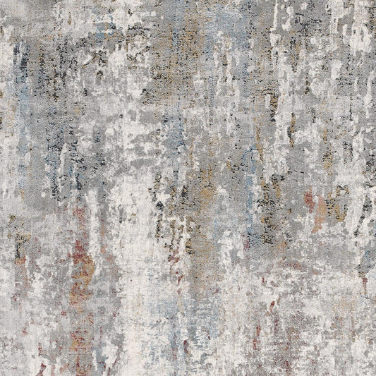 2' x 3' Gray and Blue Abstract Washable Non Skid Area Rug