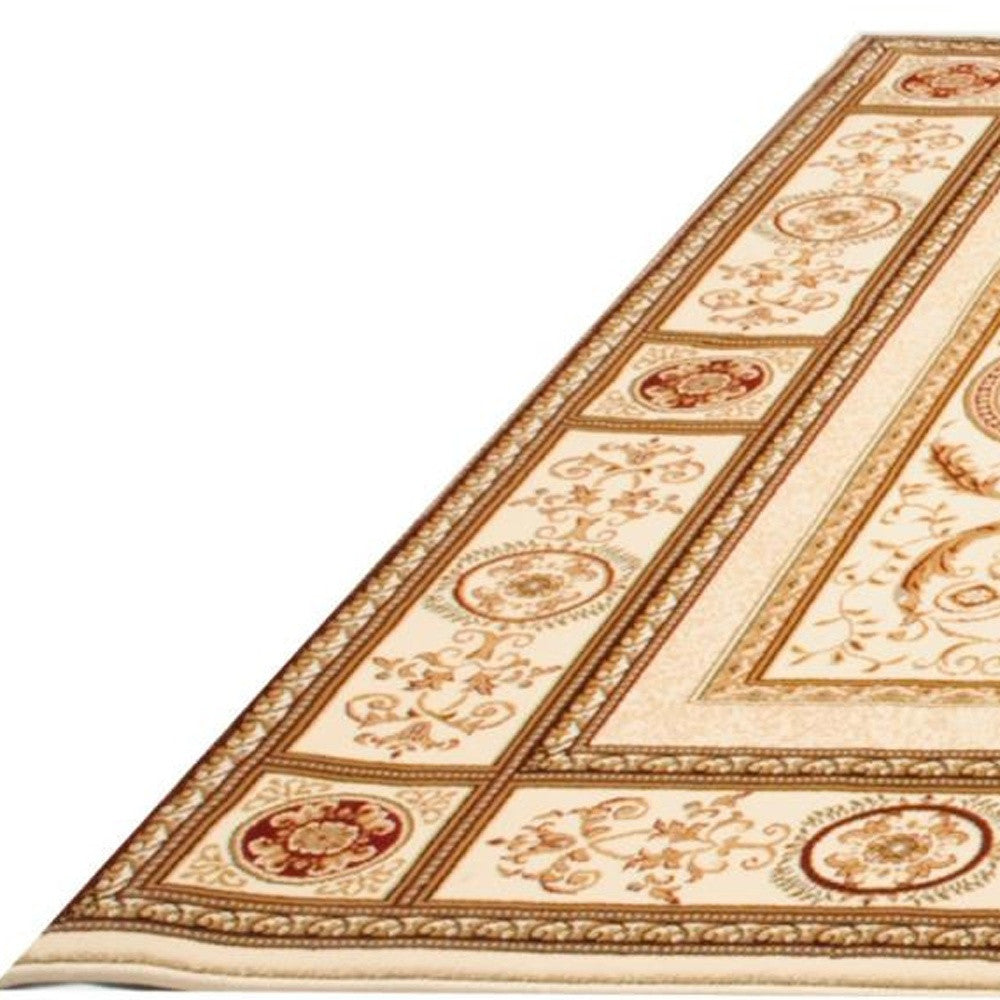 10' x 13' Beige Oriental Washable Non Skid Area Rug