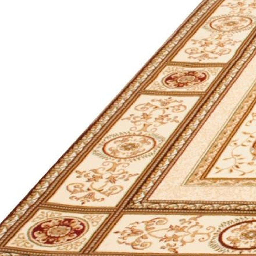 10' x 13' Beige Oriental Washable Non Skid Area Rug