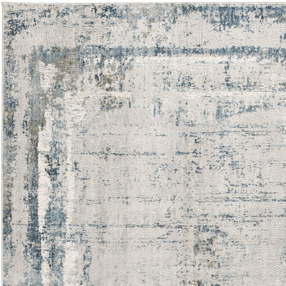 13' Blue and Gray Abstract Washable Non Skid Area Rug