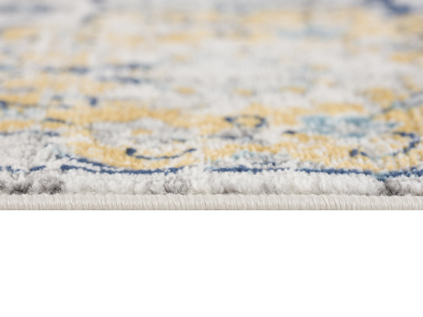 8' Blue and Gray Round Floral Washable Non Skid Area Rug