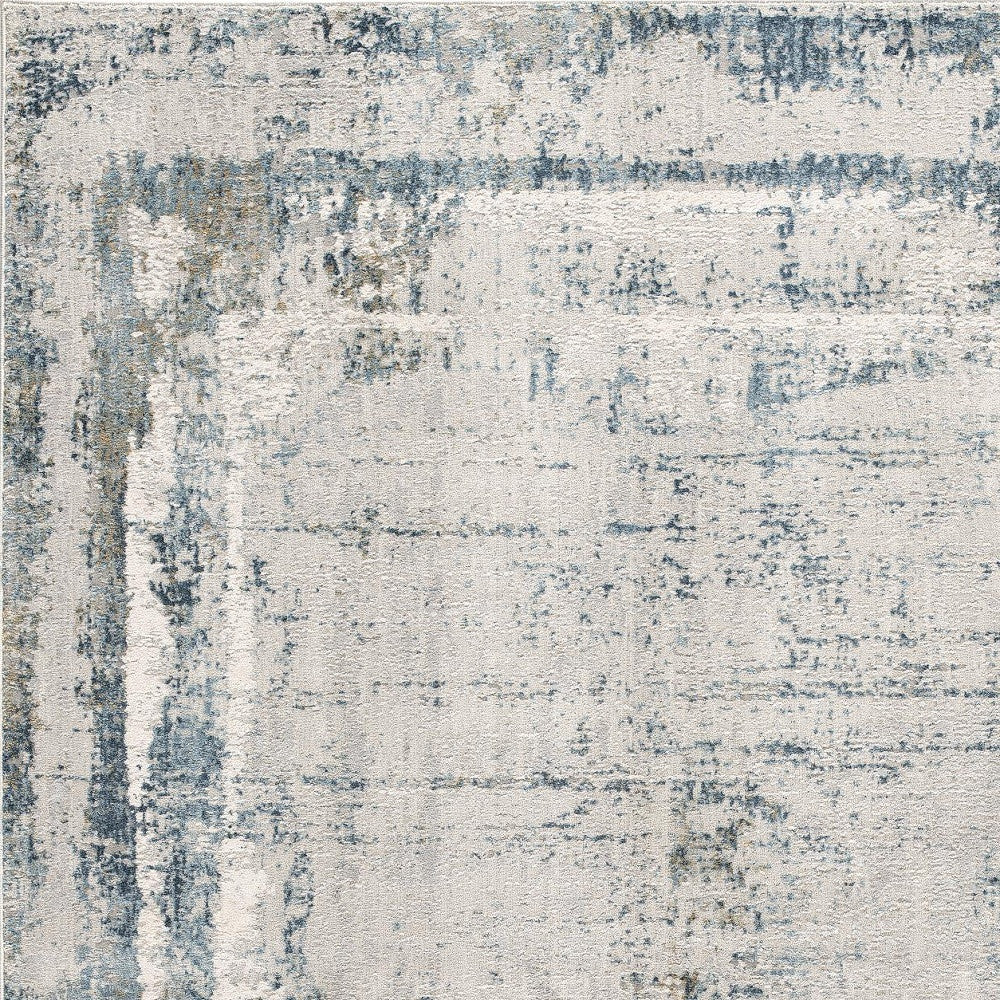 10' Blue and Gray Abstract Washable Non Skid Area Rug