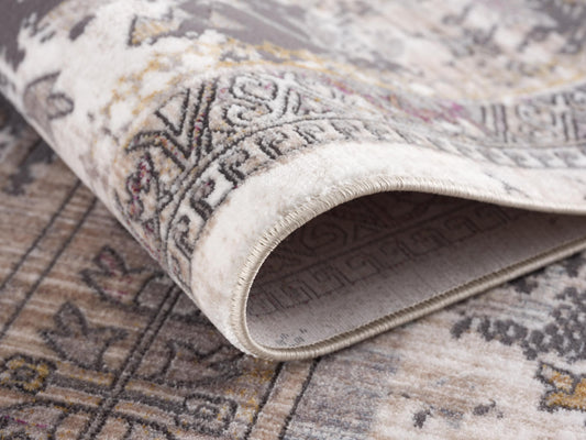 9' x 12' Brown and Ivory Oriental Power Loom Washable Non Skid Area Rug