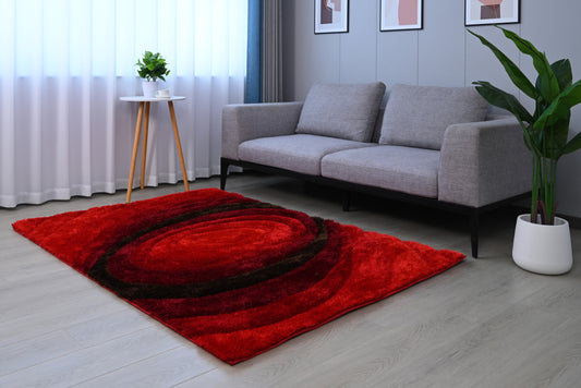 5' x 7' Red and Black Shag Hand Tufted Area Rug