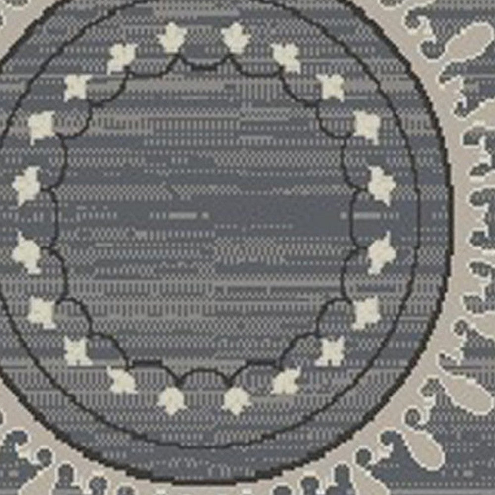 5' x 8' Gray and Ivory Geometric Area Rug