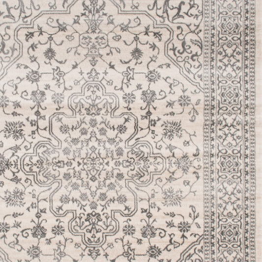 5' x 8' Ivory and Gray Oriental Area Rug