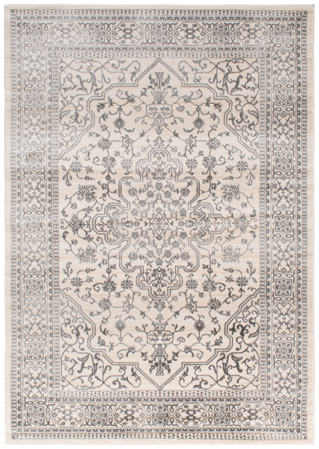 5' x 8' Ivory and Gray Oriental Area Rug