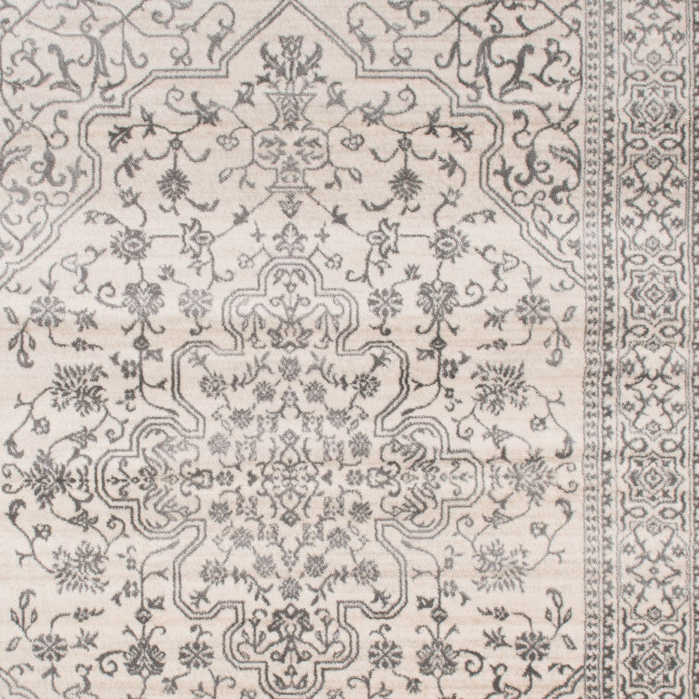 8' x 10' Ivory and Gray Oriental Area Rug