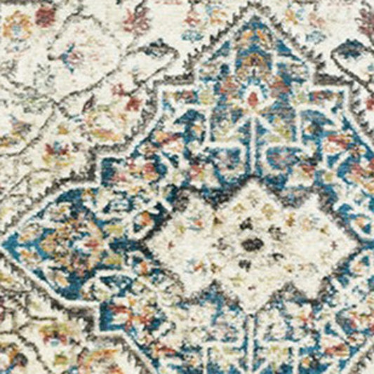 8' x 10' Beige Oriental Distressed Area Rug With Fringe