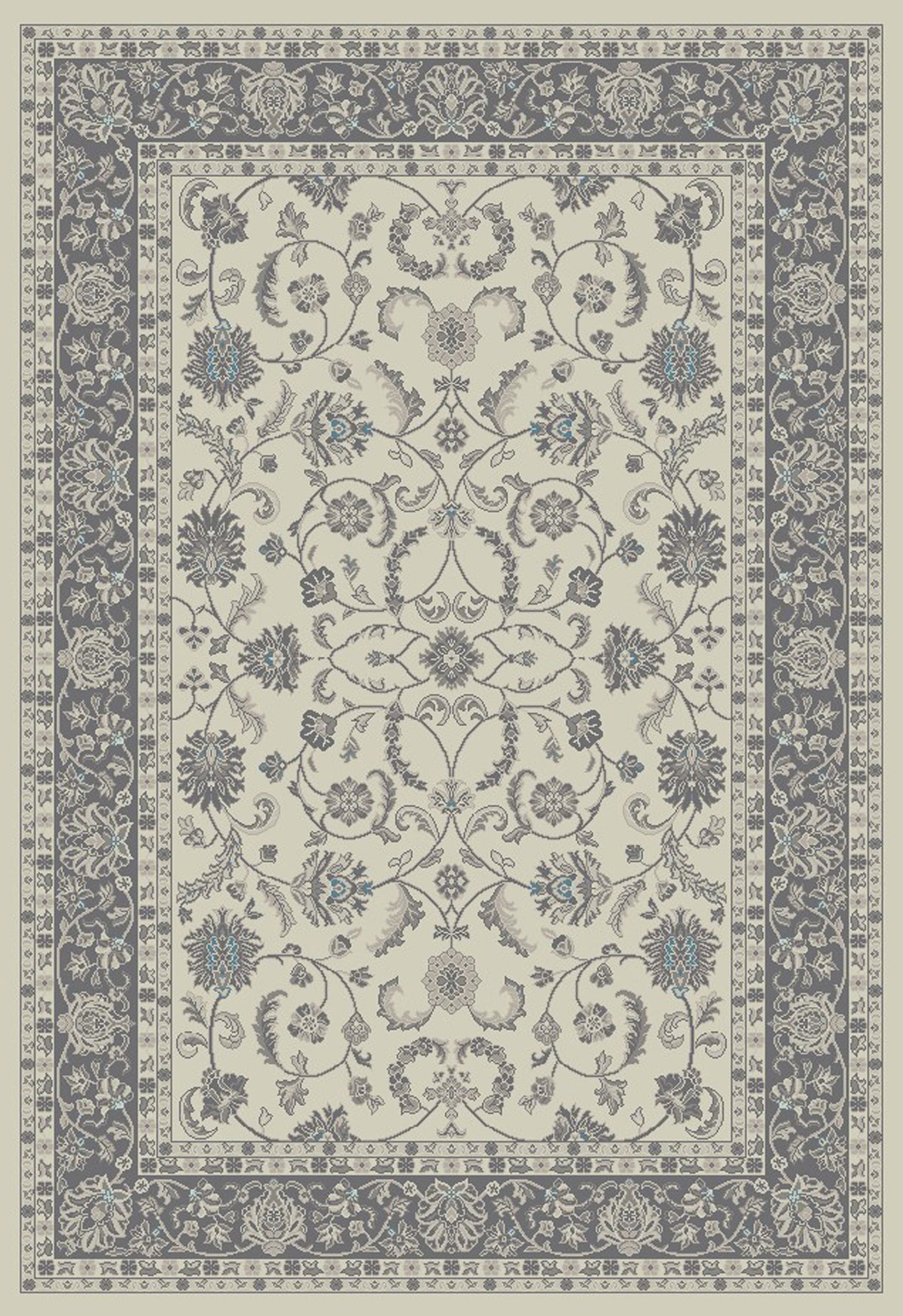 5' x 8' Ivory and Gray Oriental Area Rug