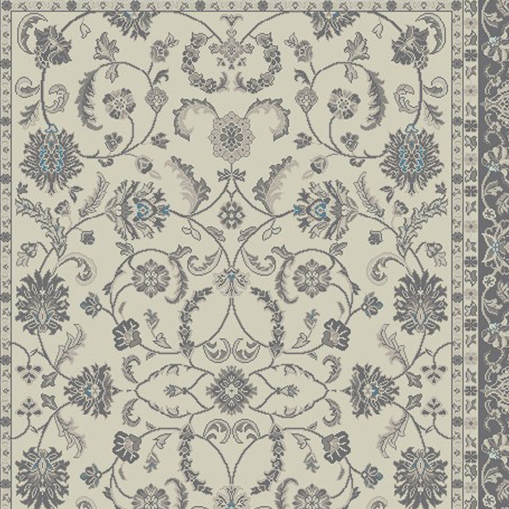 5' x 8' Ivory and Gray Oriental Area Rug