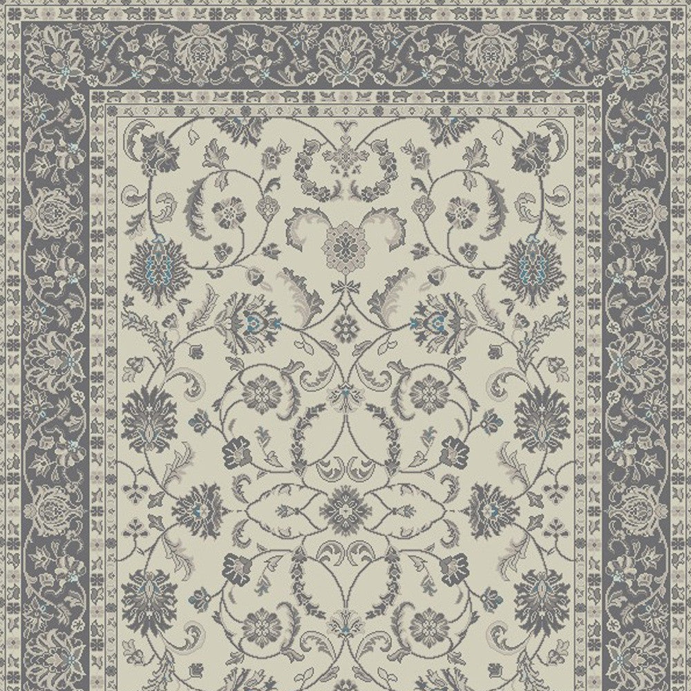 5' x 8' Ivory and Gray Oriental Area Rug