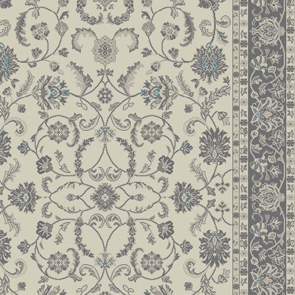 8' x 10' Ivory and Gray Oriental Area Rug