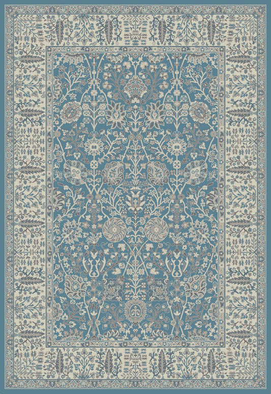 8' x 10' Blue and Ivory Oriental Area Rug