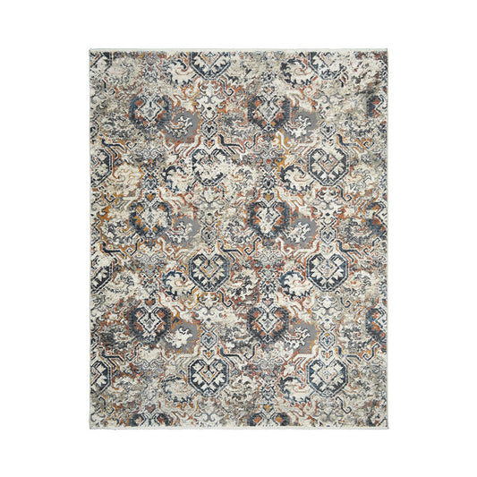 8' x 10' Rust Oriental Distressed Area Rug With Fringe