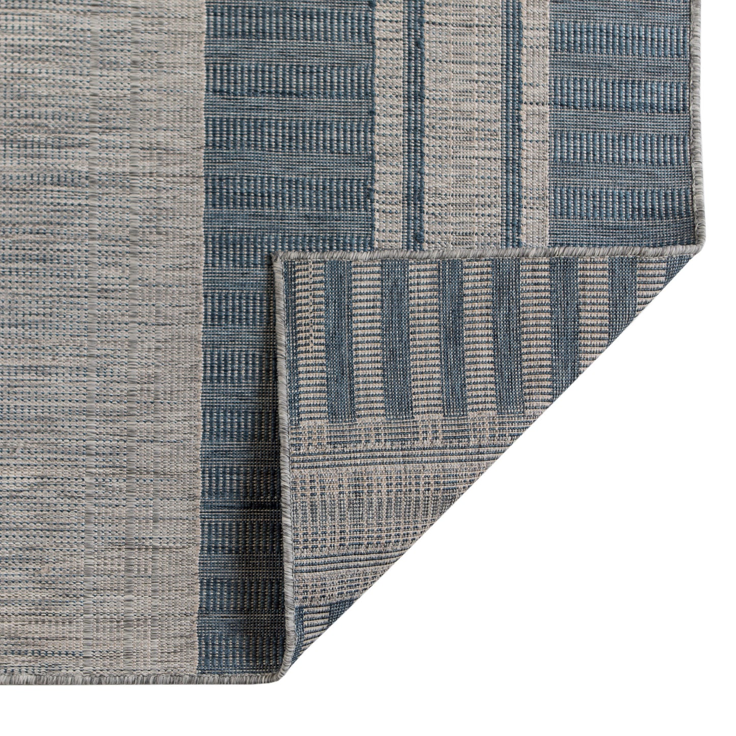 2' x 3' Blue and Gray Striped Stain Resistant Indoor Outdoor Area Rug