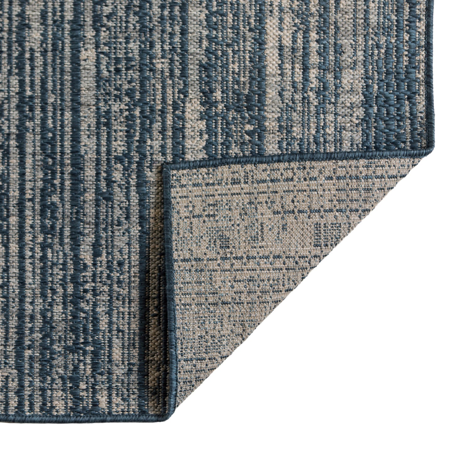 2' x 3' Gray and Blue Striped Stain Resistant Indoor Outdoor Area Rug