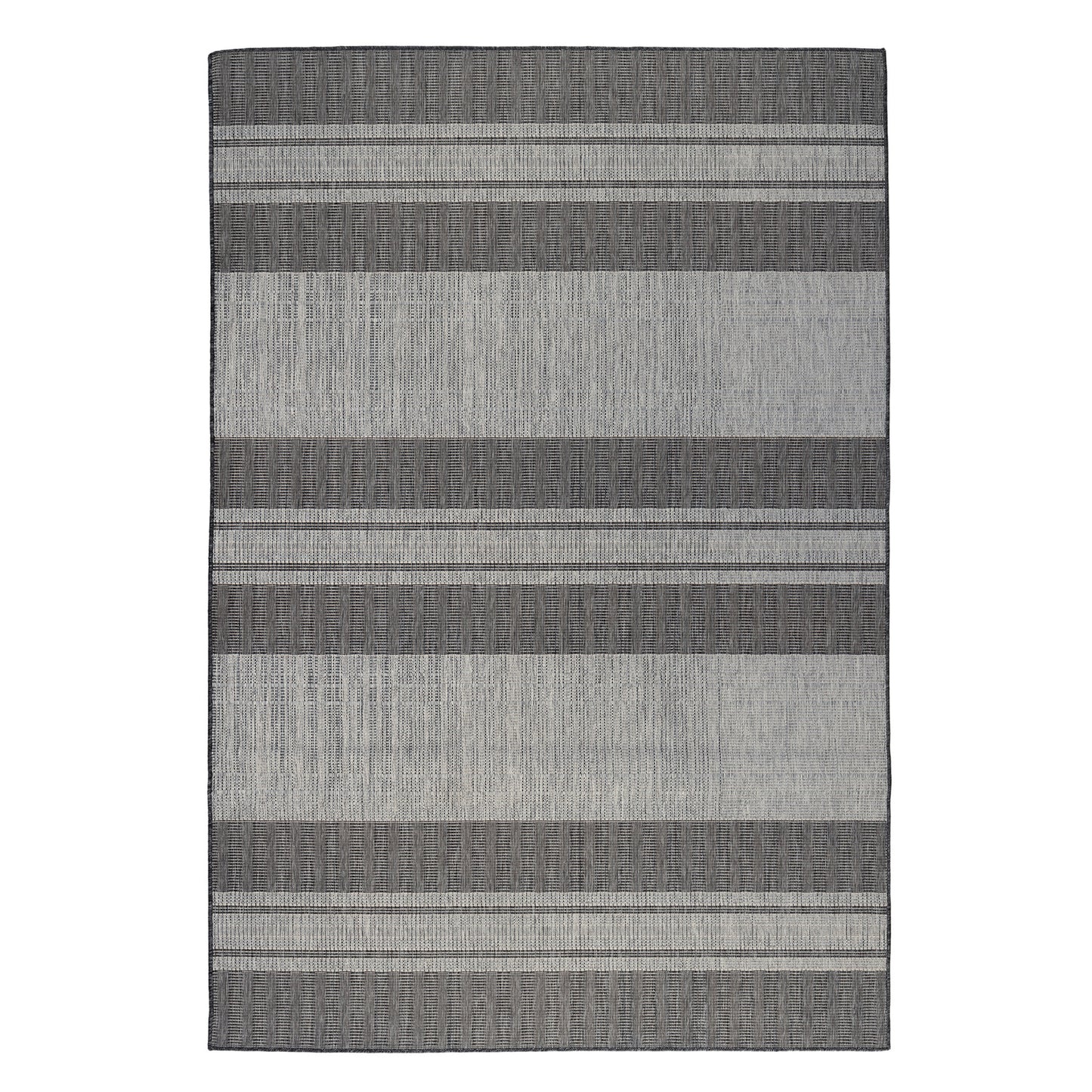 8' x 10' Blue and Gray Striped Stain Resistant Indoor Outdoor Area Rug