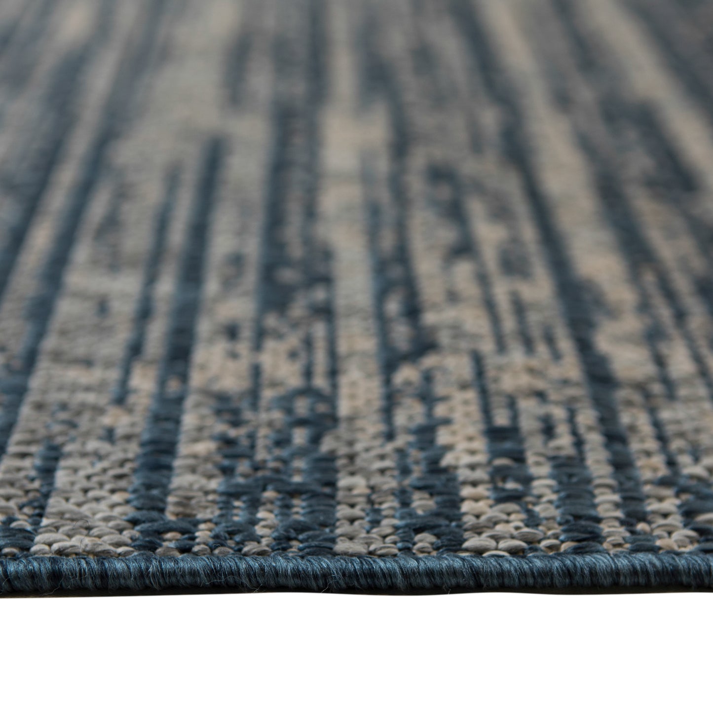 2' x 3' Gray and Blue Striped Stain Resistant Indoor Outdoor Area Rug