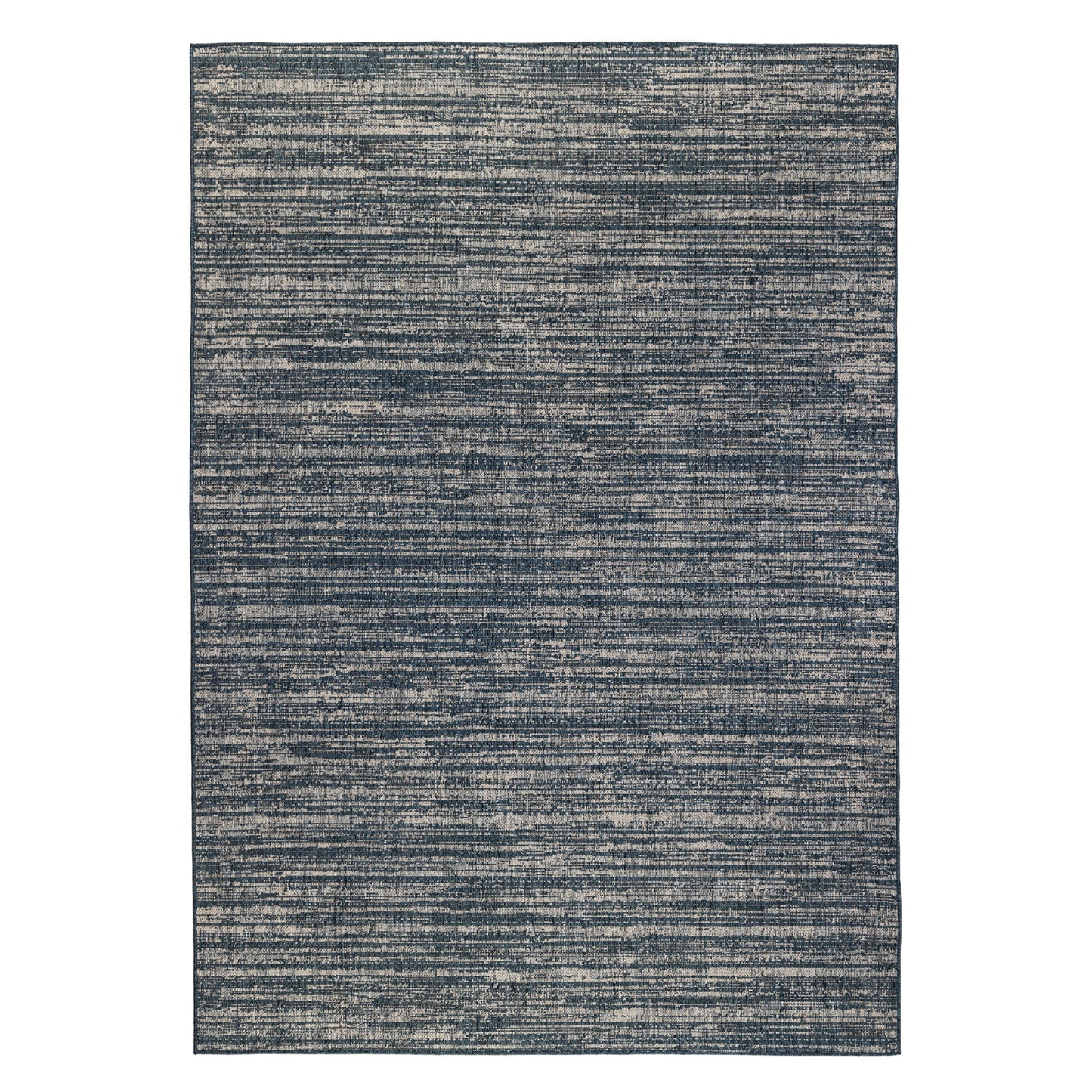 2' x 3' Gray and Blue Striped Stain Resistant Indoor Outdoor Area Rug