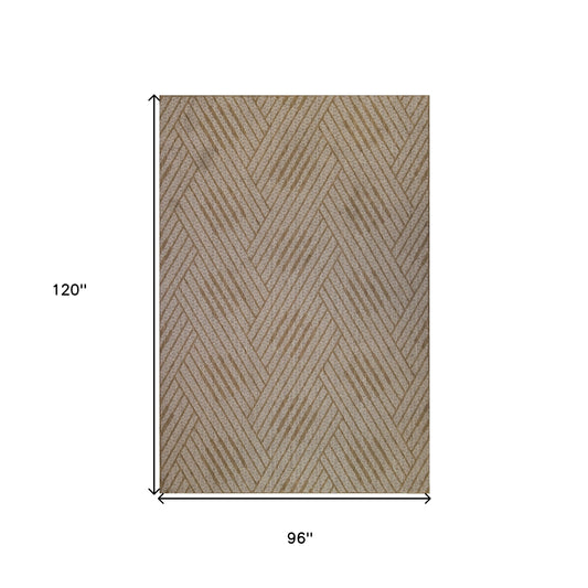 8' x 10' Beige Geometric Stain Resistant Indoor Outdoor Area Rug