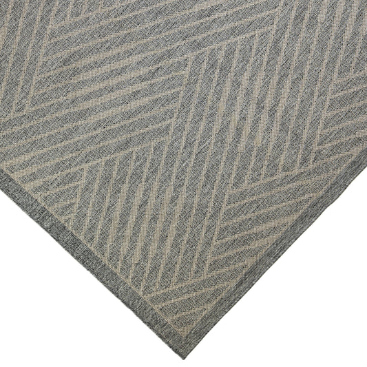 9' x 12' Gray Geometric Stain Resistant Indoor Outdoor Area Rug