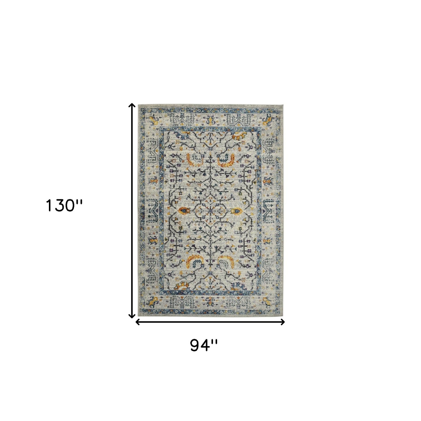 8' x 11' Yellow and Ivory Southwestern Stain Resistant Indoor Outdoor Area Rug