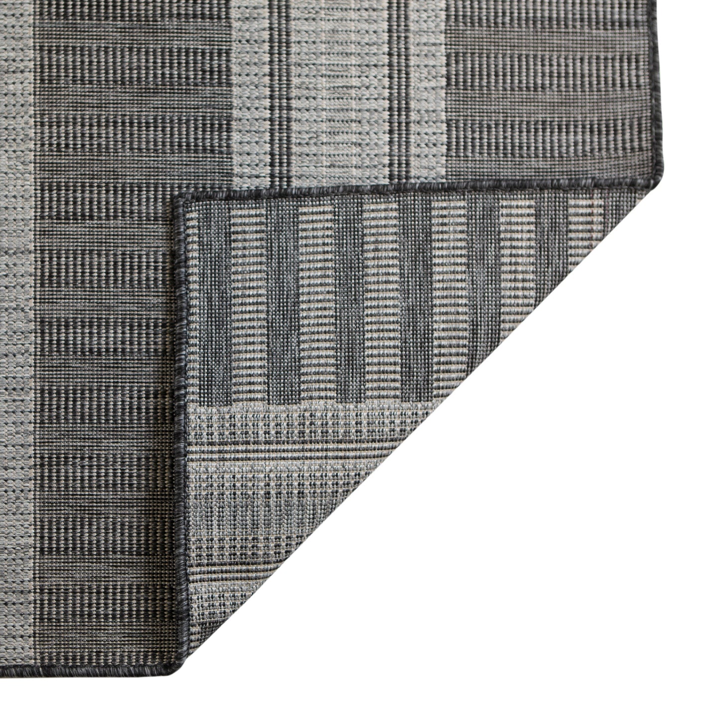 5' x 8' Blue and Gray Striped Stain Resistant Indoor Outdoor Area Rug