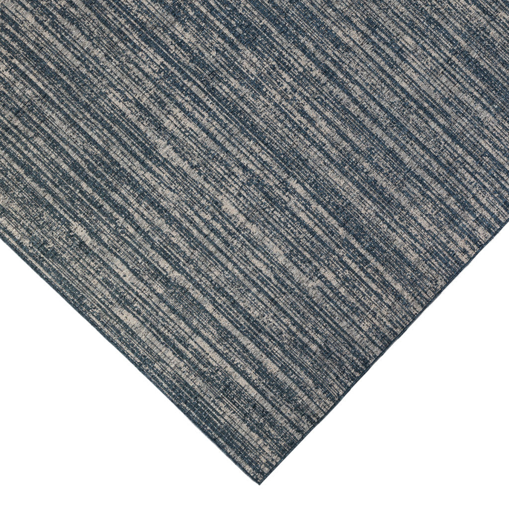 5' x 8' Gray and Blue Striped Stain Resistant Indoor Outdoor Area Rug