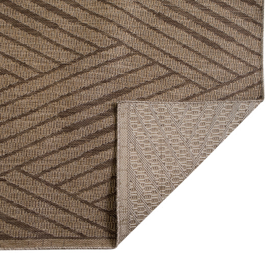 4' x 6' Beige Geometric Stain Resistant Indoor Outdoor Area Rug