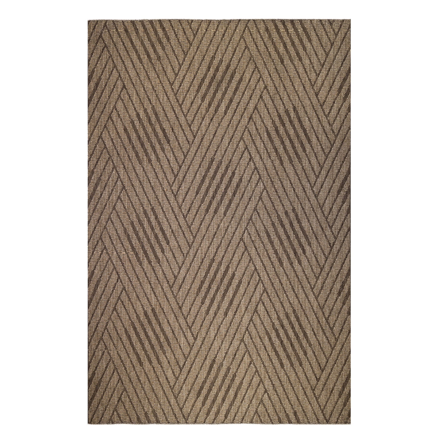 4' x 6' Beige Geometric Stain Resistant Indoor Outdoor Area Rug