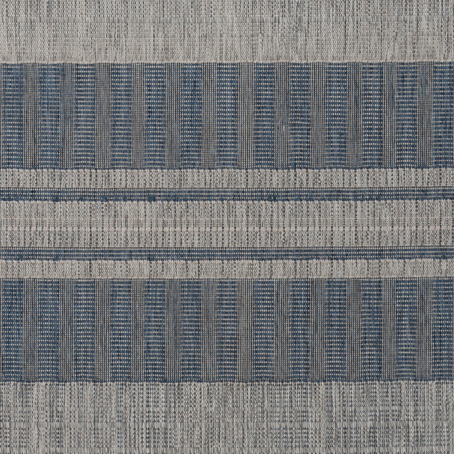 9' x 12' Blue and Gray Striped Stain Resistant Indoor Outdoor Area Rug