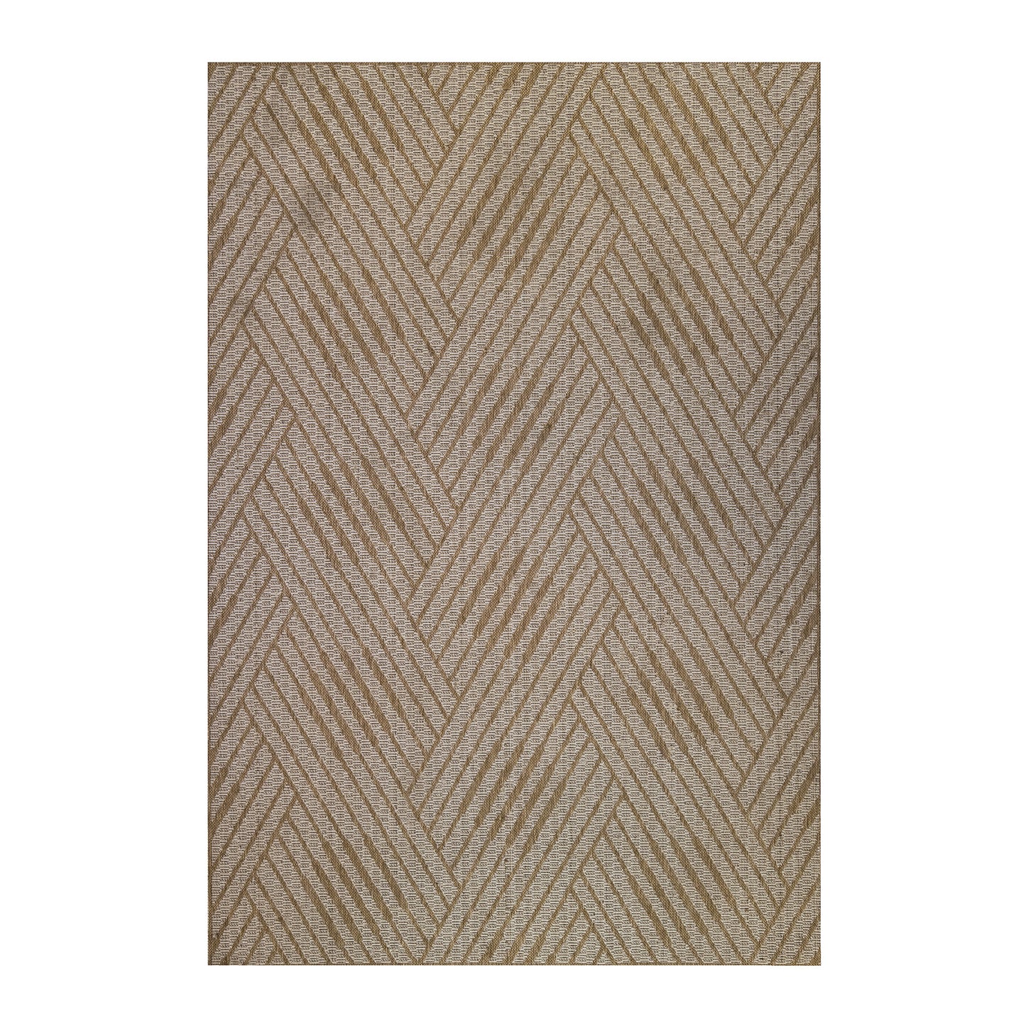 6' x 9' Beige Geometric Stain Resistant Indoor Outdoor Area Rug