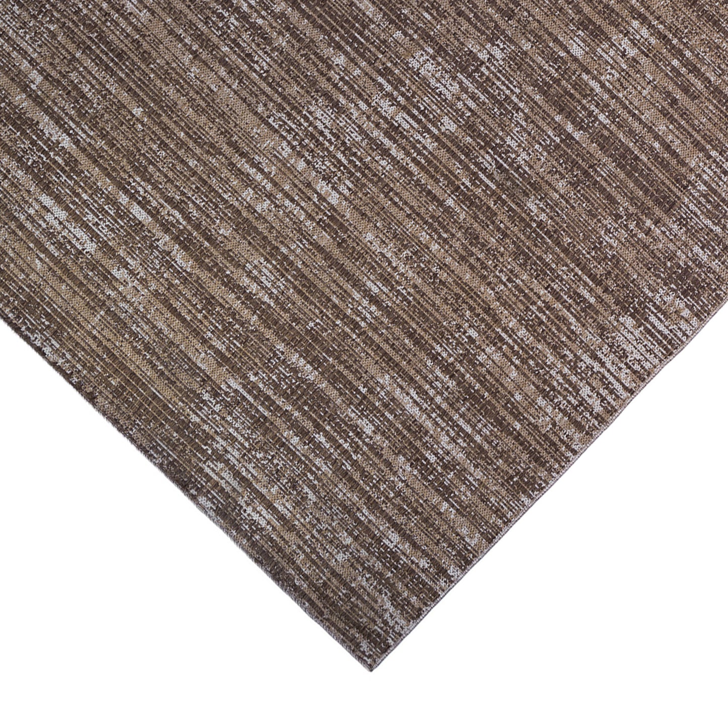 9' x 12' Brown and Ivory Striped Stain Resistant Indoor Outdoor Area Rug