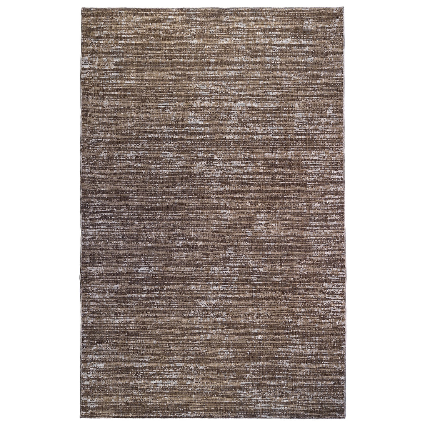 9' x 12' Brown and Ivory Striped Stain Resistant Indoor Outdoor Area Rug